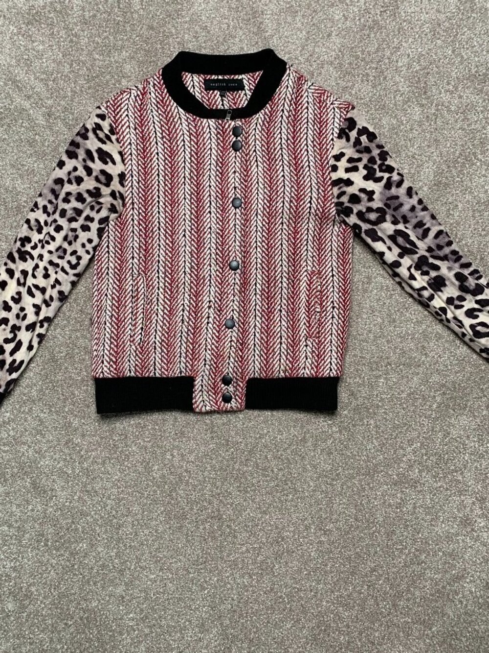 English Rose Striped jacket with furry sleeves. SZ small.